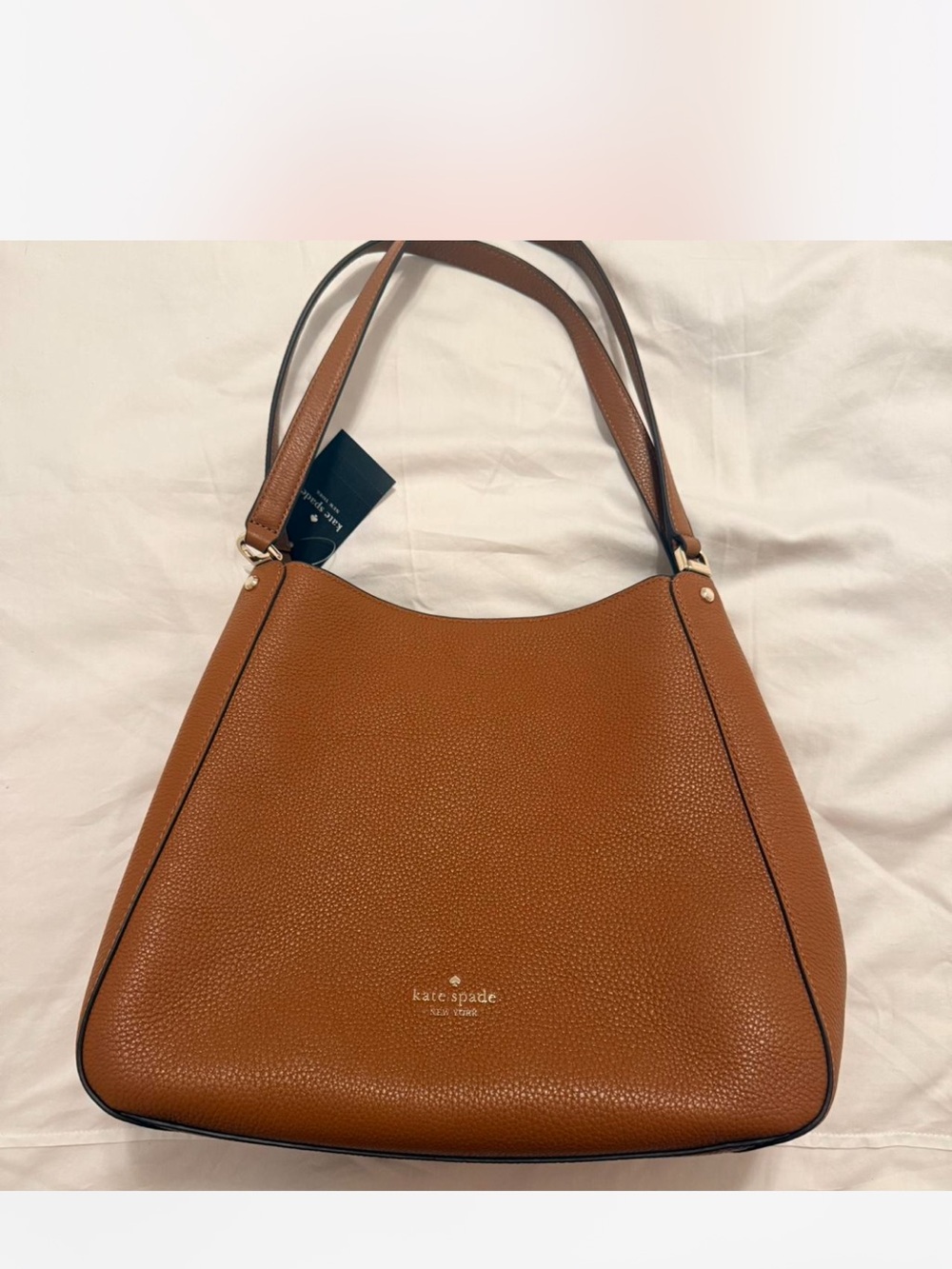 kate spade Pebbled Leather Shoulder Hobo in Cognac